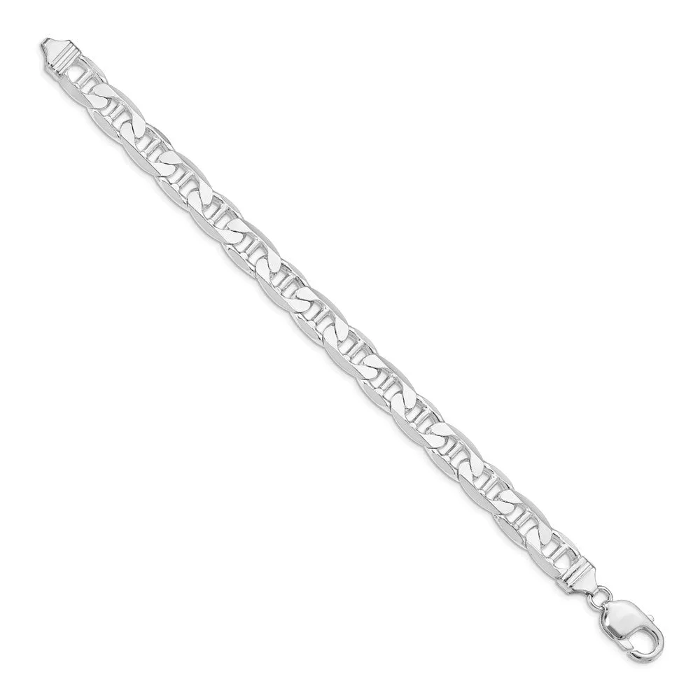 Sterling Silver Rhodium-plated 9.5mm Flat Anchor Chain