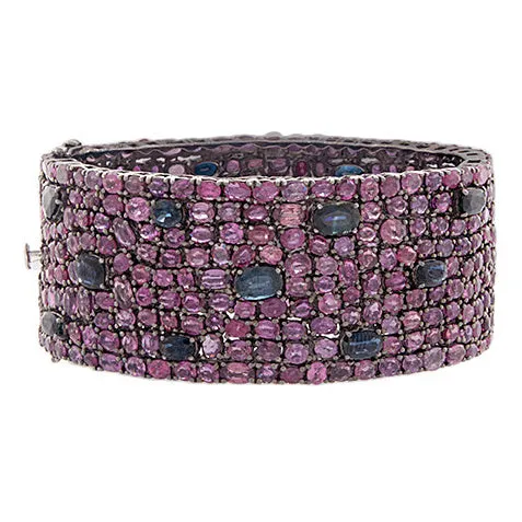 Sterling Silver Sapphire & Ruby Bangle