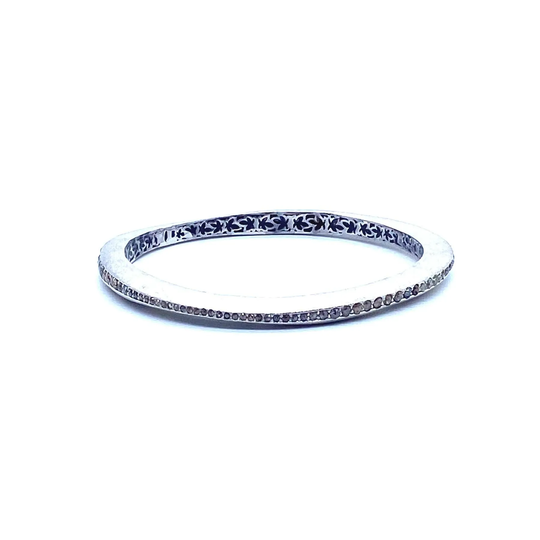 Sterling Silver Tribal diamond Wave Bangle 5mm Thick
