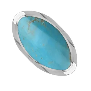 Sterling Silver Turquoise Queen's Jubilee Hallmark Large Oval Ring D