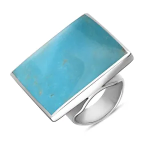 Sterling Silver Turquoise Queen's Jubilee Hallmark Large Square Ring D