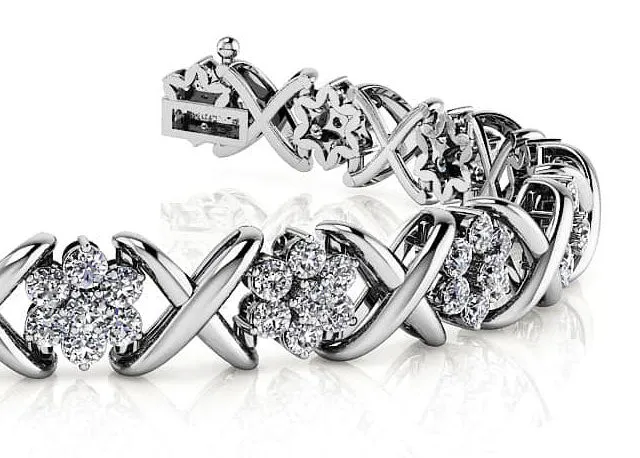 Stylized X Flower Diamond Bracelet with 1.79 ct.(finished) 1.5mm