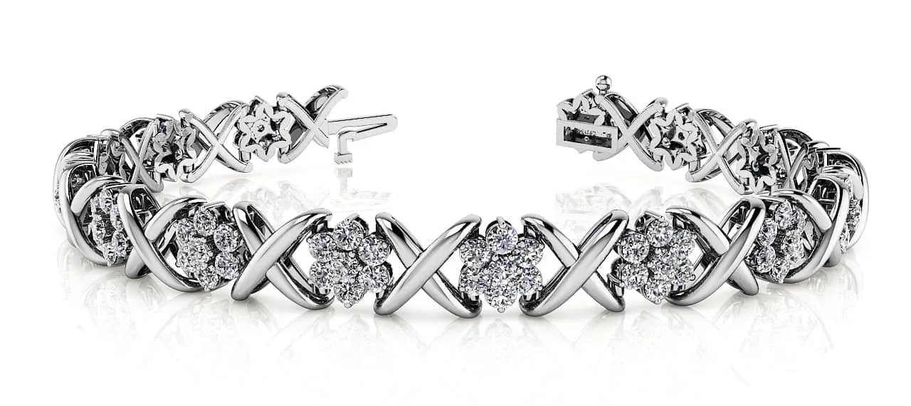 Stylized X Flower Diamond Bracelet with 1.79 ct.(finished) 1.5mm