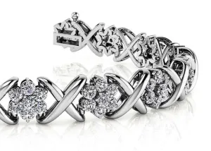 Stylized X Flower Diamond Bracelet with 1.79 ct.(finished) 1.5mm