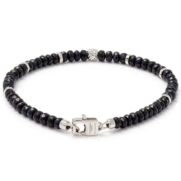Tateossian Men's Nodo Dark Blue Sapphire Bracelet With Sterling Silver Accent Beads