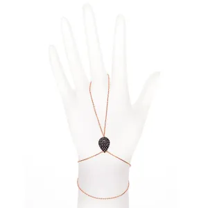 TEARDROP HANDCHAIN, BLACK, ROSE GOLD