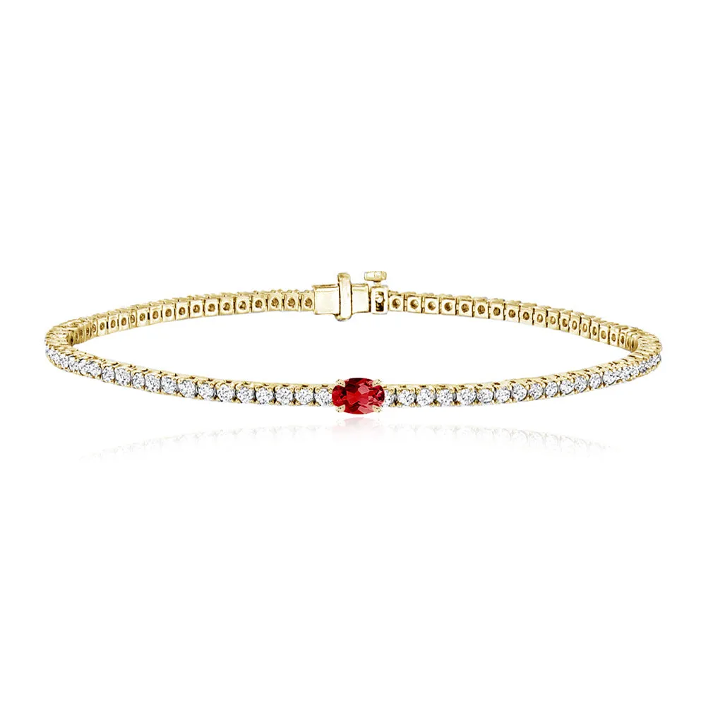Tennis Bracelet with Small Solitaire Gemstone