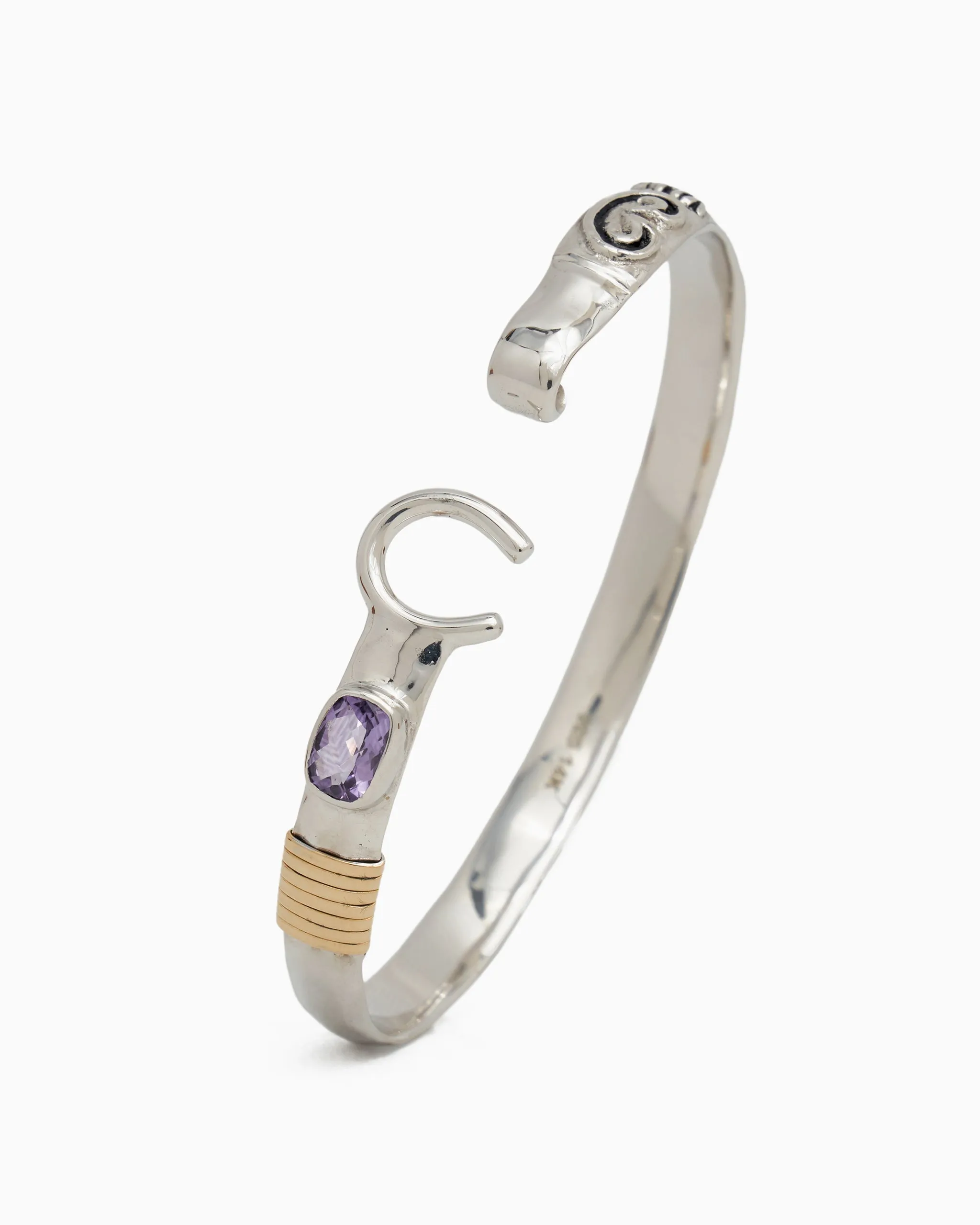 The Hook Bracelet with Stone, 6mm - Amethyst