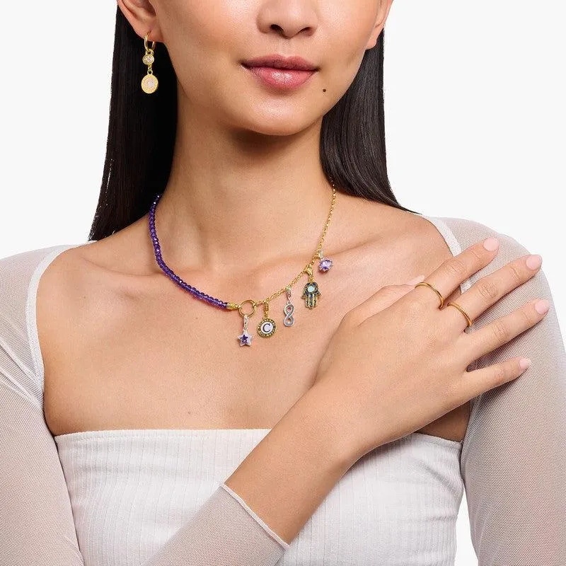 Thomas Sabo Charm Pendant - Star with Amethyst-coloured Stones and Cold Enamel Silver