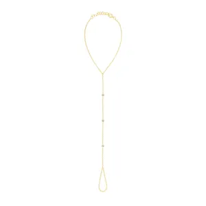 Three-Bezel Diamond Hand Chain Bracelet
