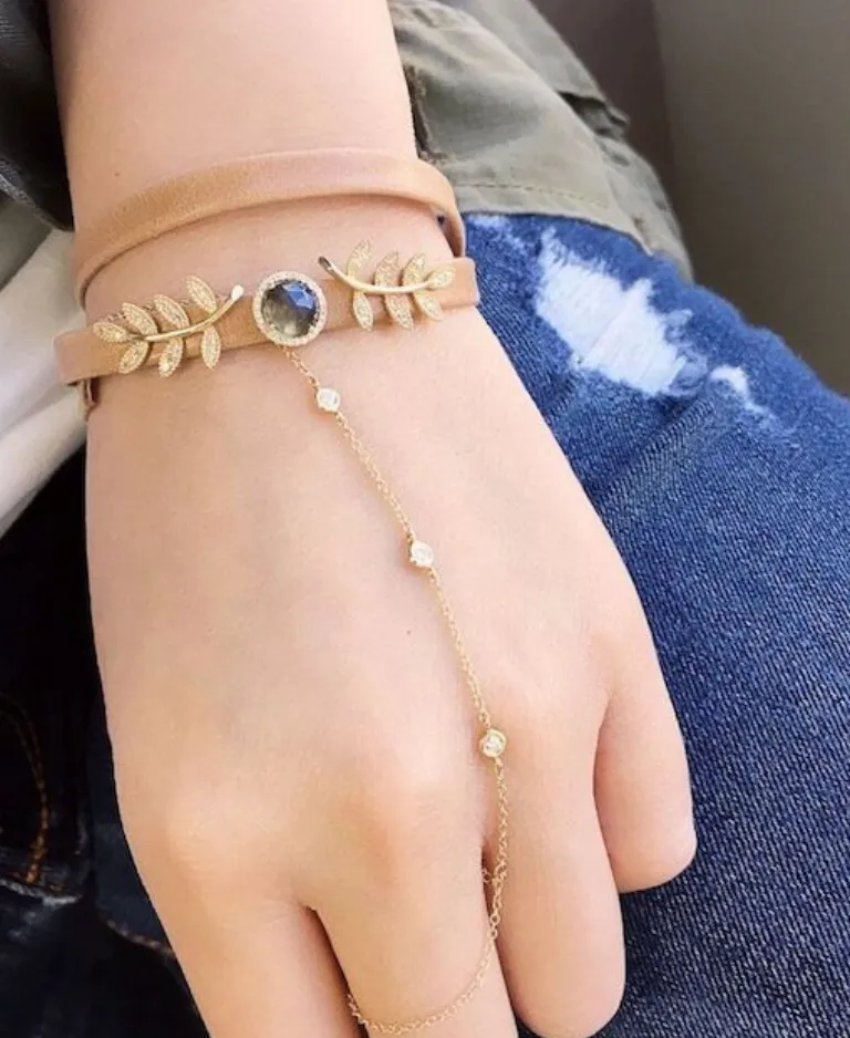 Three Diamond Hand Chain Bracelet