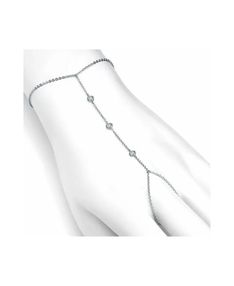 Three Diamond Hand Chain Bracelet