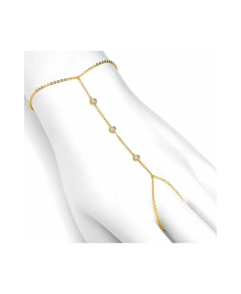 Three Diamond Hand Chain Bracelet