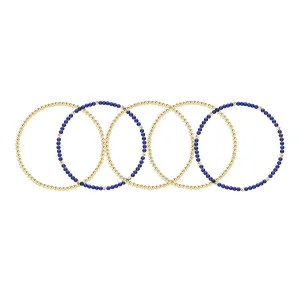 Three Gold Beaded Bracelet   Two Gemstone and Gold Bead Bracelet