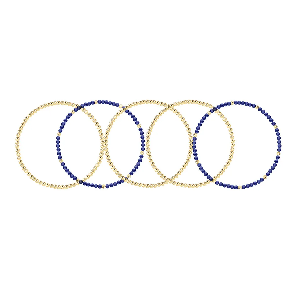Three Gold Beaded Bracelet   Two Gemstone and Gold Bead Bracelet
