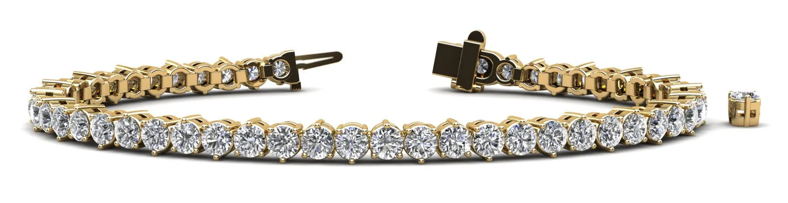Three Prong Alternating Lab-Grown Diamond Tennis Bracelet with 11.16 ct.(finished) 4.5mm