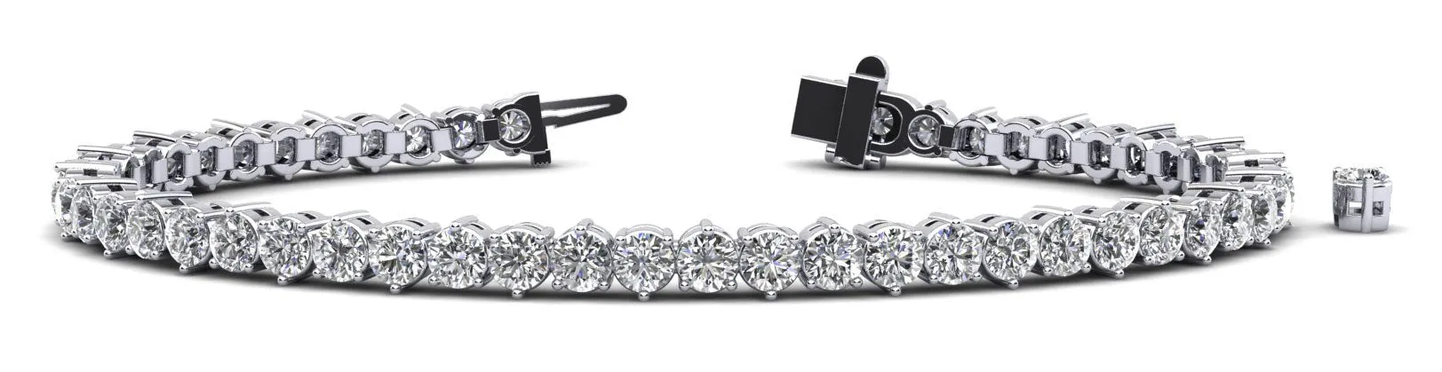 Three Prong Alternating Lab-Grown Diamond Tennis Bracelet with 11.16 ct.(finished) 4.5mm