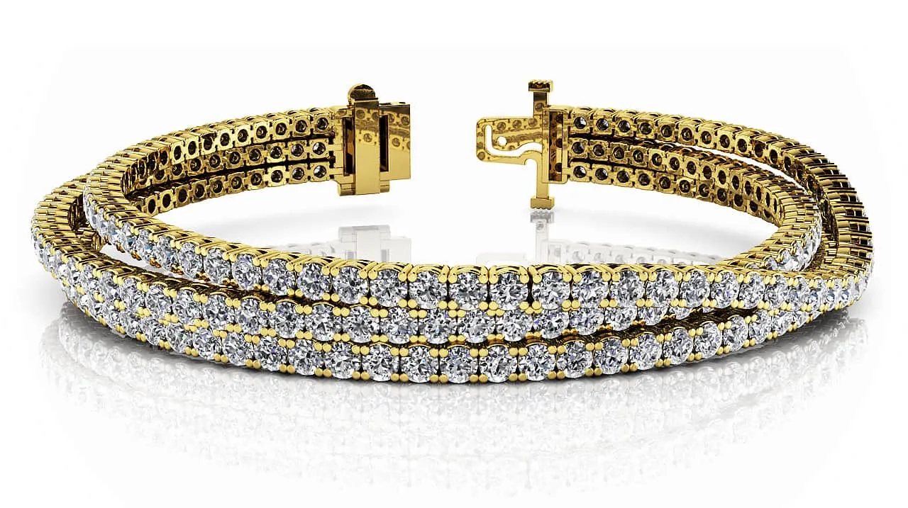 Three Rows Flexible Lab-Grown Diamond Bracelet with 6.93 ct.(finished) 1.9mm