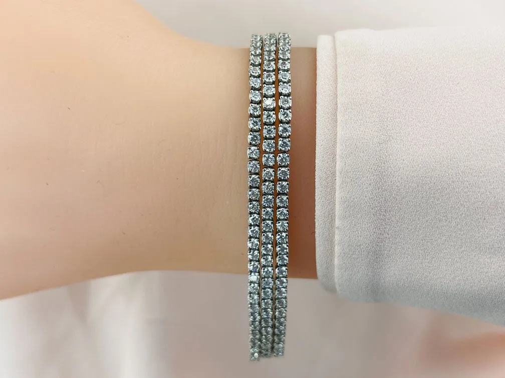 Three Rows Flexible Lab-Grown Diamond Bracelet with 6.93 ct.(finished) 1.9mm