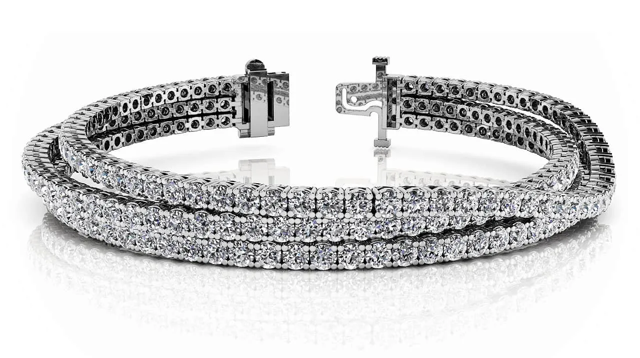 Three Rows Flexible Lab-Grown Diamond Bracelet with 6.93 ct.(finished) 1.9mm
