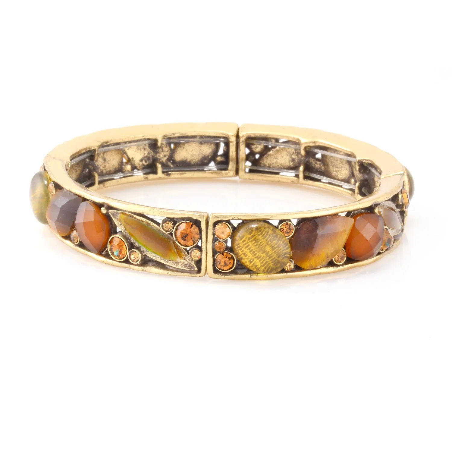 TIGER'S EYE AND CRYSTAL STRETCH BRACELETS #160BR2101 (2D4/5F7)