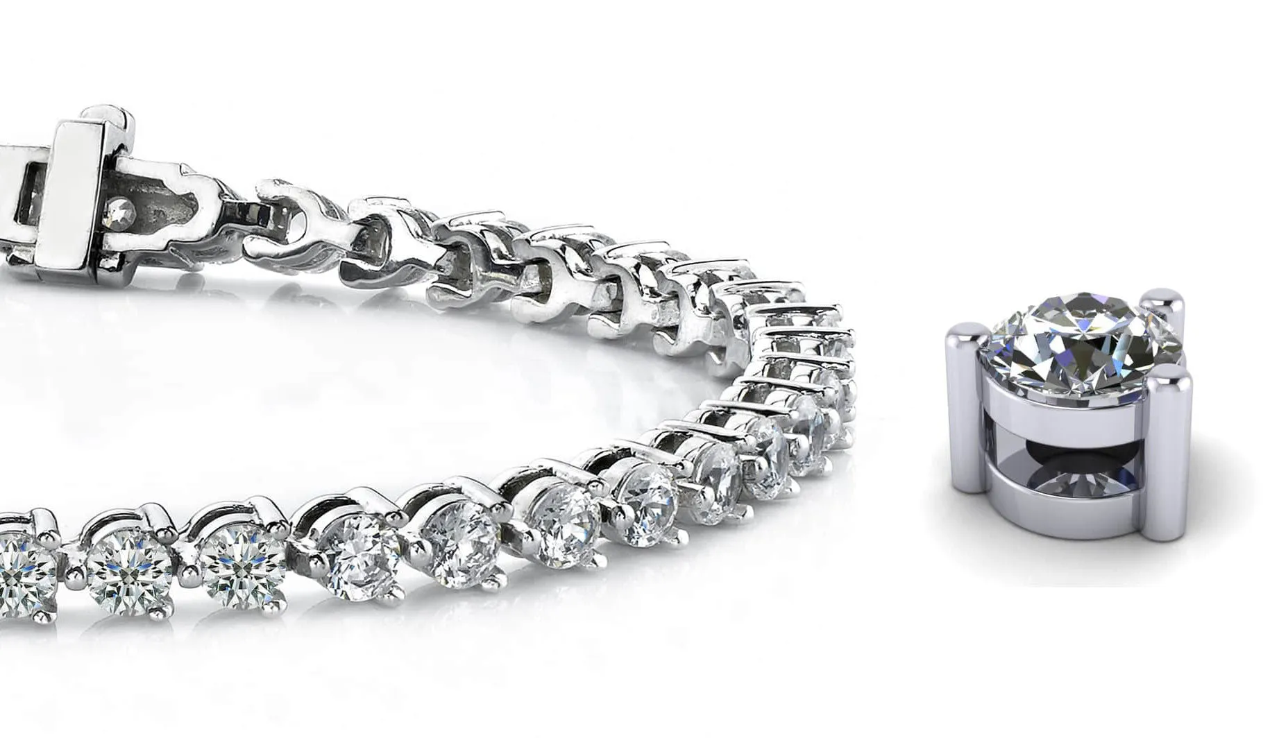 Timeless Three Prong Lab-Grown Diamond Tennis Bracelet with 6.03 ct.(finished) 3.4mm