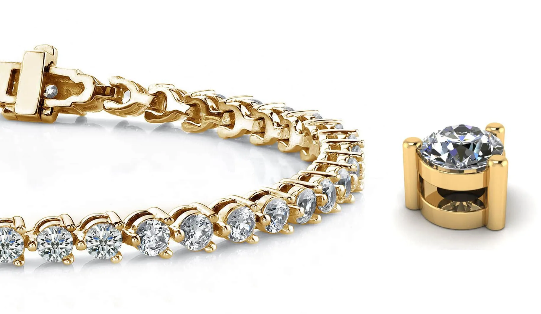 Timeless Three Prong Lab-Grown Diamond Tennis Bracelet with 6.03 ct.(finished) 3.4mm