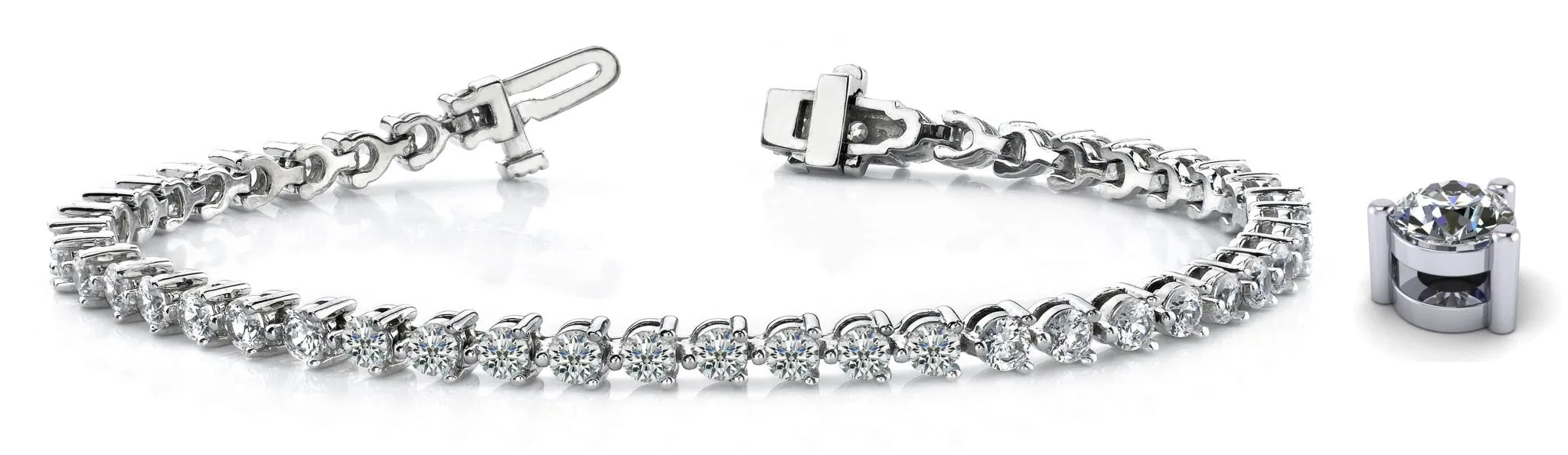 Timeless Three Prong Lab-Grown Diamond Tennis Bracelet with 6.03 ct.(finished) 3.4mm