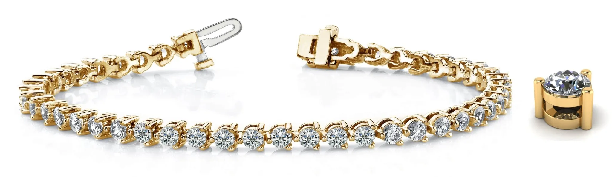 Timeless Three Prong Lab-Grown Diamond Tennis Bracelet with 6.03 ct.(finished) 3.4mm