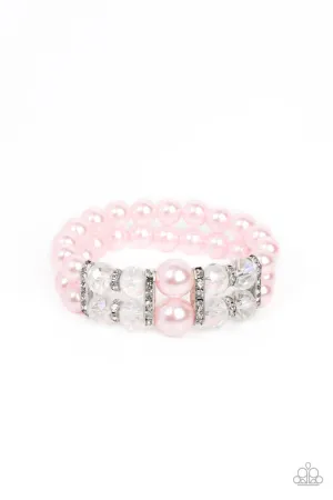 Timelessly Tea Party - Pink - Pearl Iridescent Bead Paparazzi Stretchy Bracelet