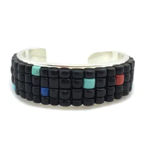 Timmy Yazzie - Navajo/San Felipe Contemporary Multi-Stone and Sterling Silver Indian Corn Bracelet, size 6.75 (J13246)