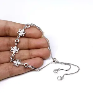 Trendy CZ 925 Sterling Silver Beautiful Bracelet for Girls in platinum finish