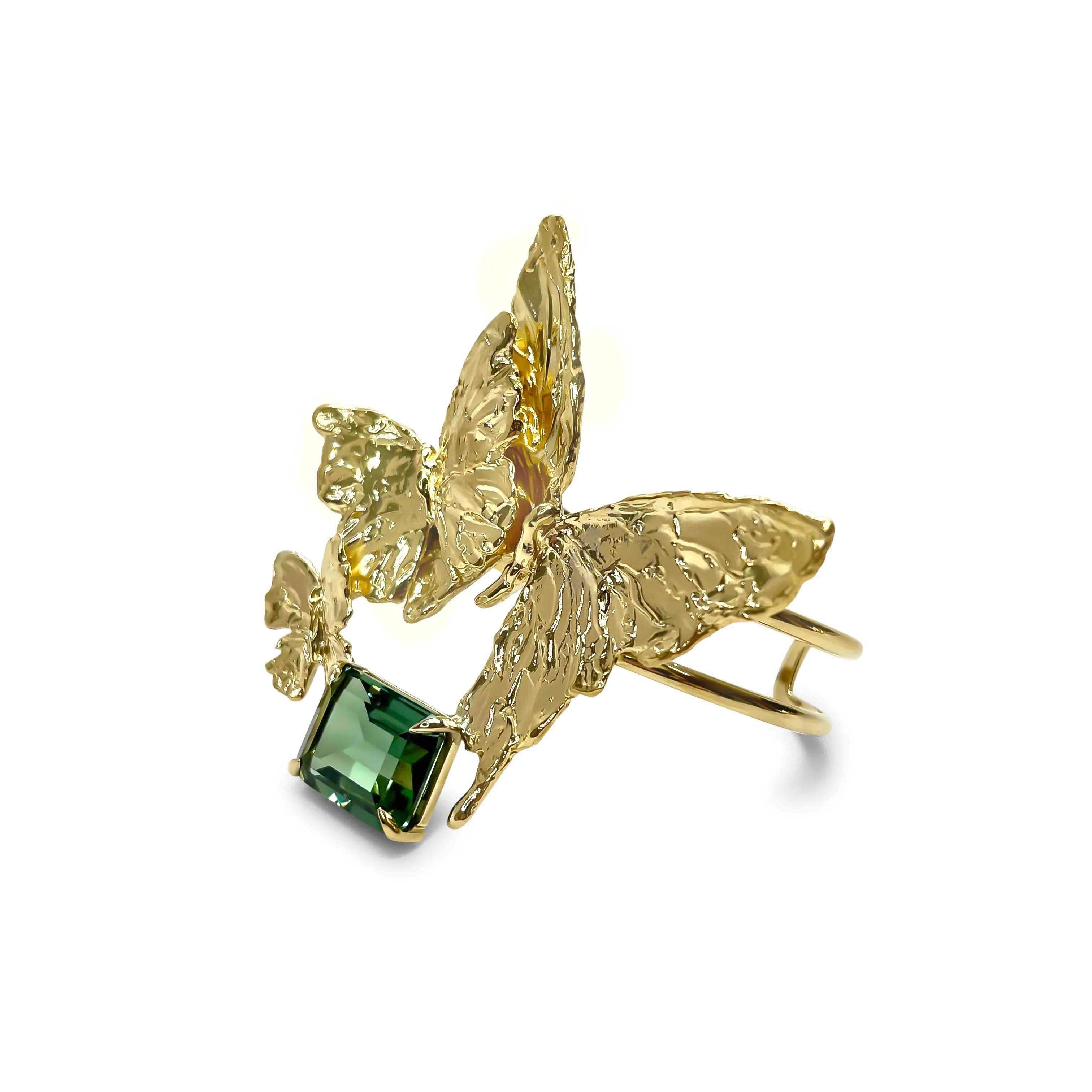 Triple Butterfly Cuff in Green Quartz
