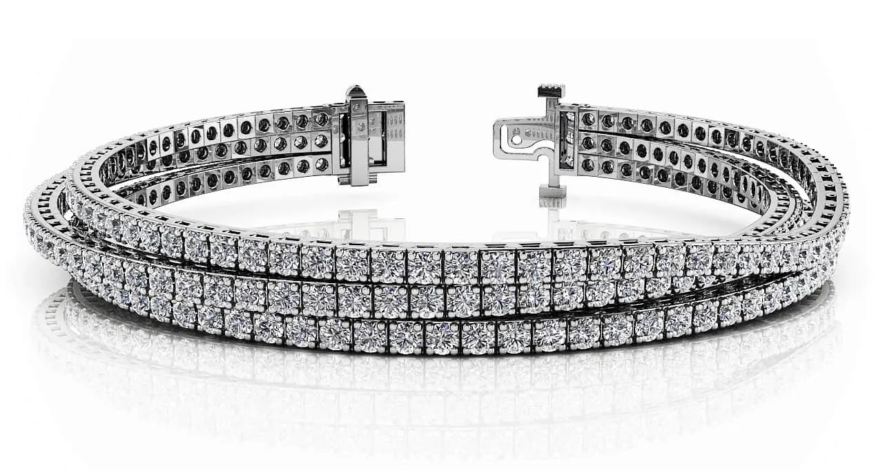 Triple Strand Flexible Diamond Tennis Bracelet Lab-Grown Diamond with 5.55 ct.(finished) 1.75mm