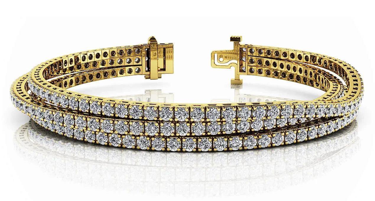 Triple Strand Flexible Diamond Tennis Bracelet Lab-Grown Diamond with 5.55 ct.(finished) 1.75mm