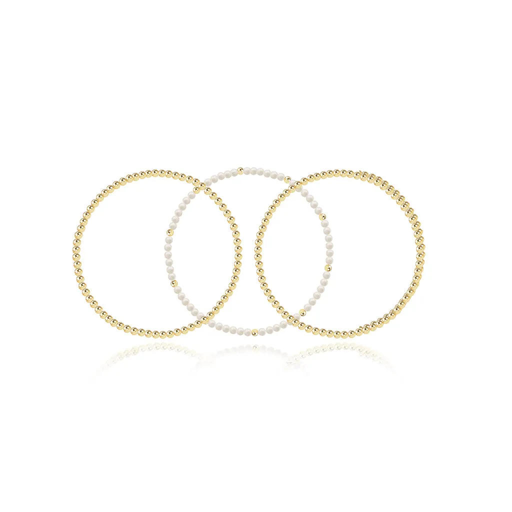 Two Gold Beaded Bracelet   One Gemstone and Gold Bead Bracelet