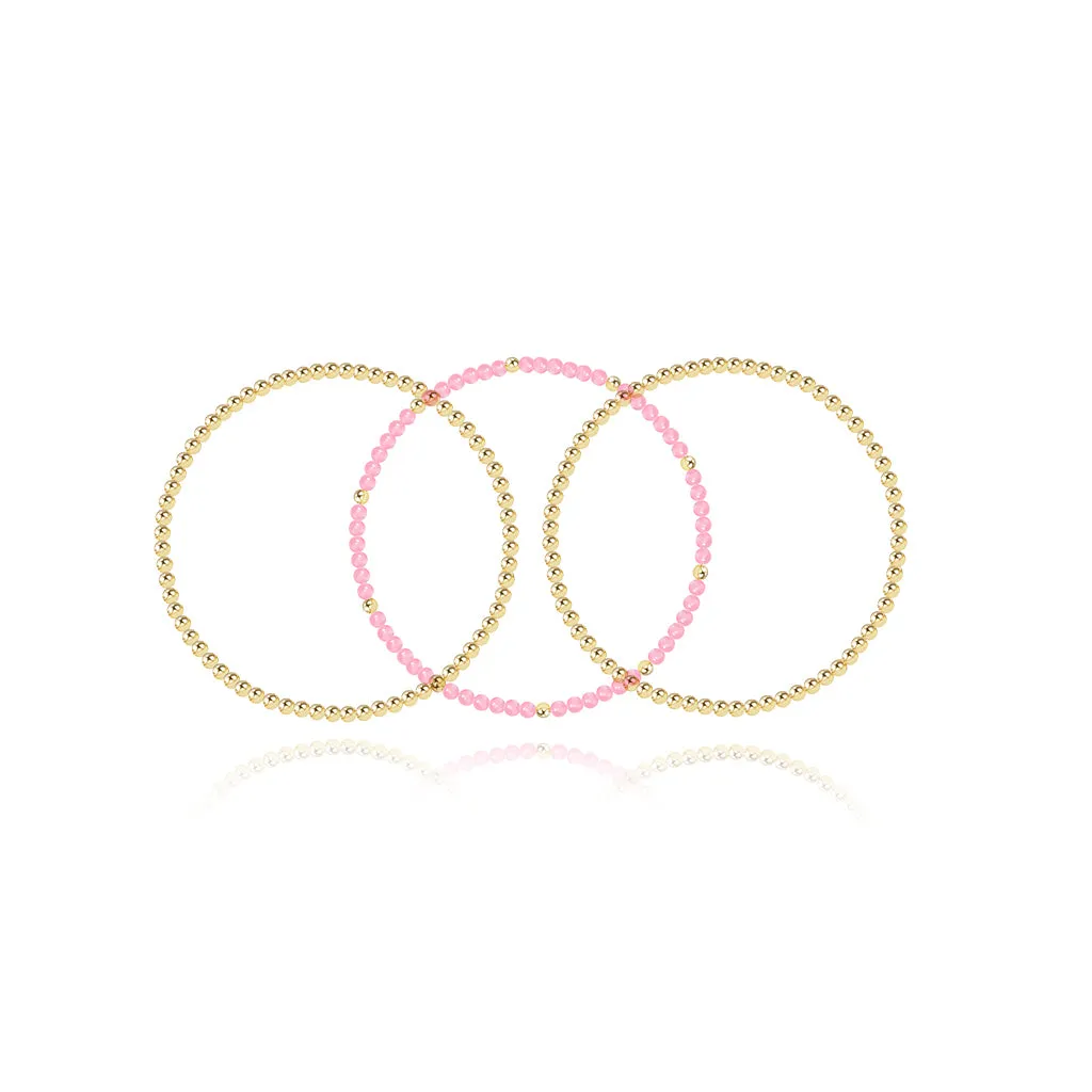 Two Gold Beaded Bracelet   One Gemstone and Gold Bead Bracelet