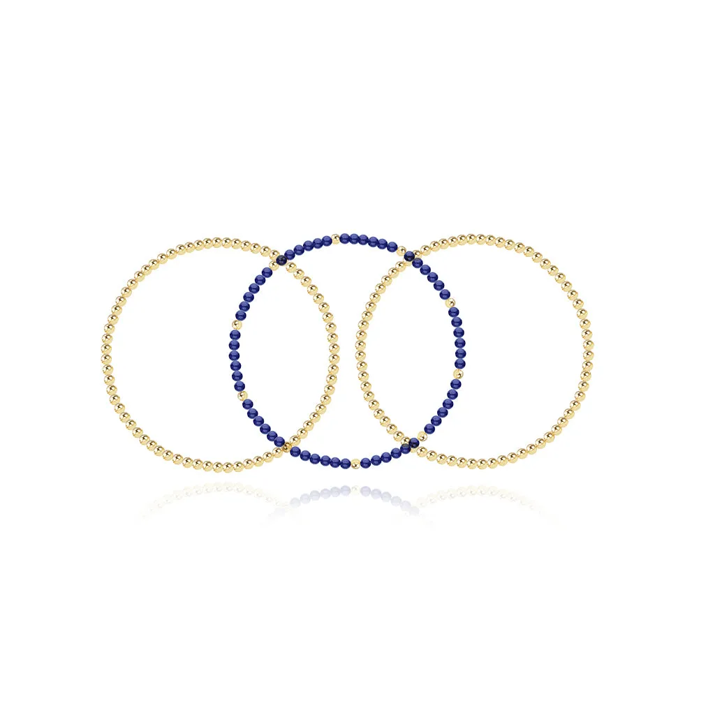 Two Gold Beaded Bracelet   One Gemstone and Gold Bead Bracelet