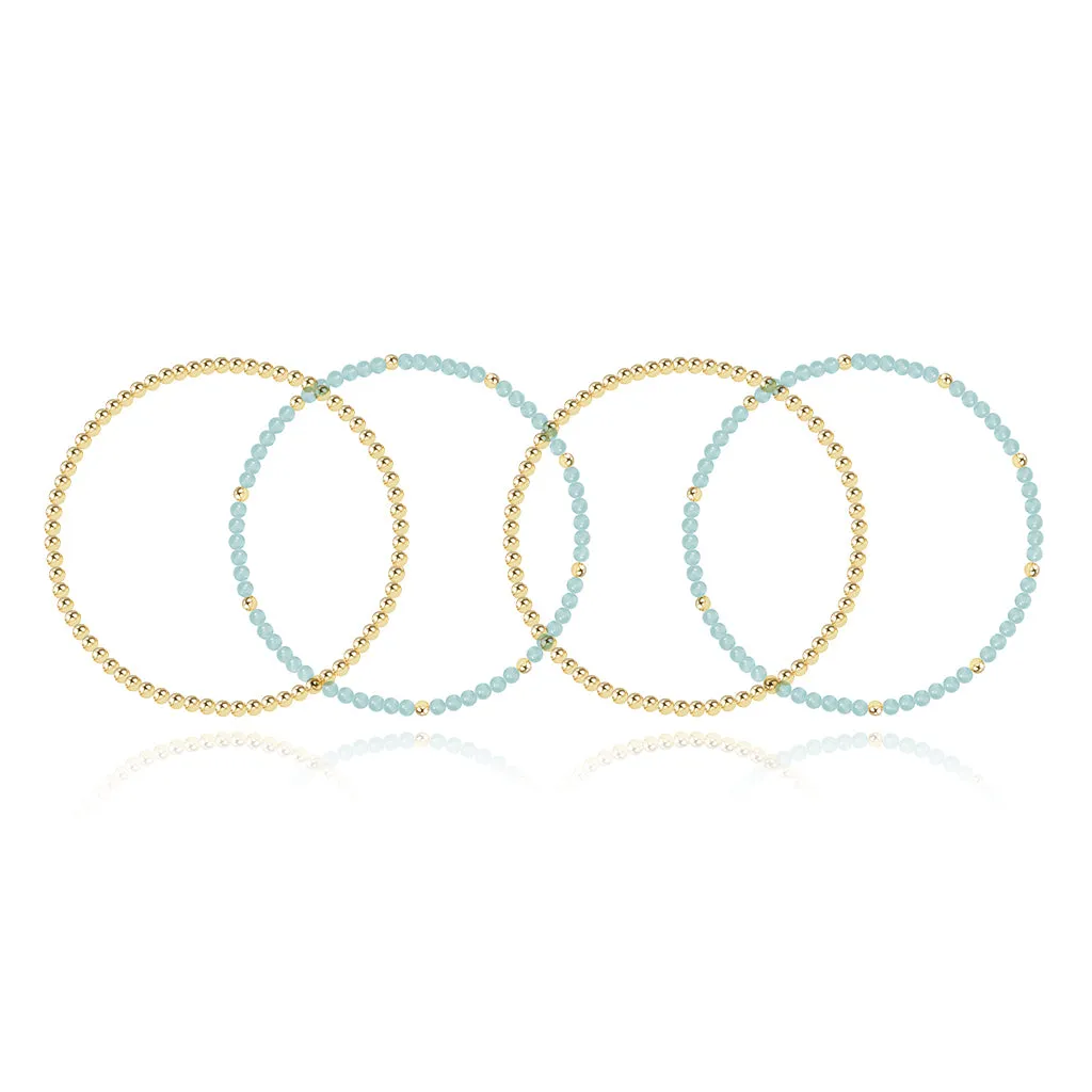 Two Gold Beaded Bracelet   Two Gemstone and Gold Bead Bracelet