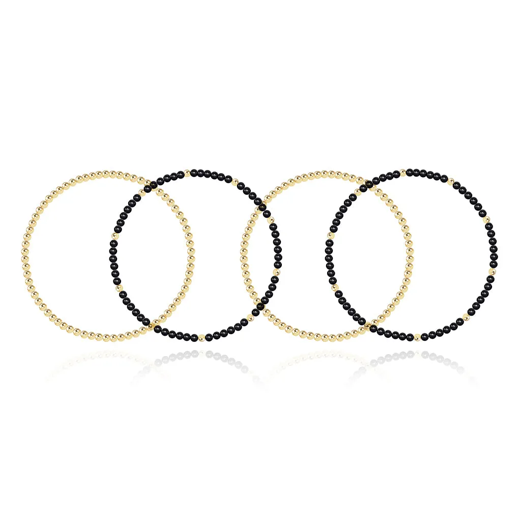 Two Gold Beaded Bracelet   Two Gemstone and Gold Bead Bracelet
