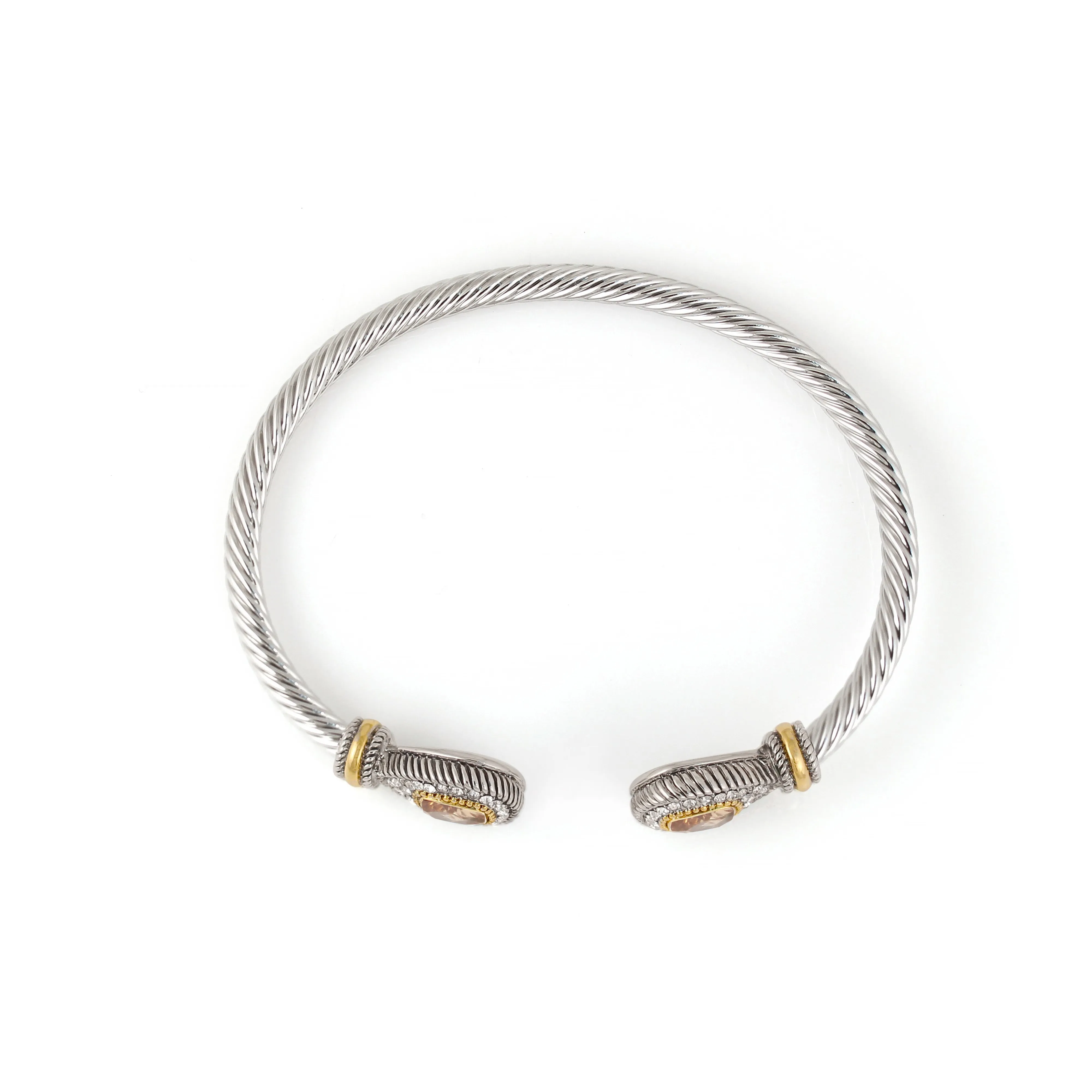 TWO TONE CHAMPAGNE CRYSTAL CLASSIC CABLE BRACELET # 73024BR-CHAM