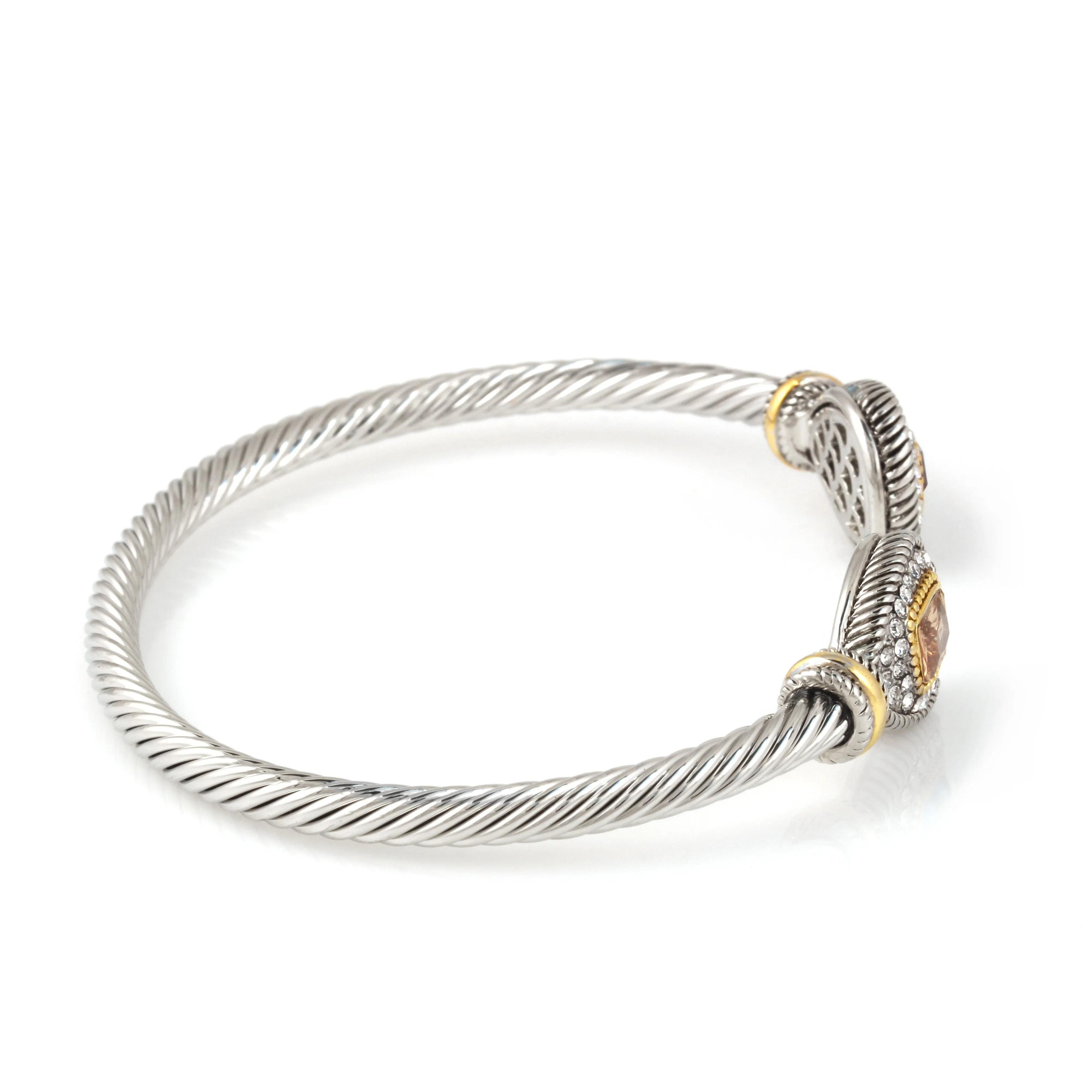 TWO TONE CHAMPAGNE CRYSTAL CLASSIC CABLE BRACELET # 73024BR-CHAM