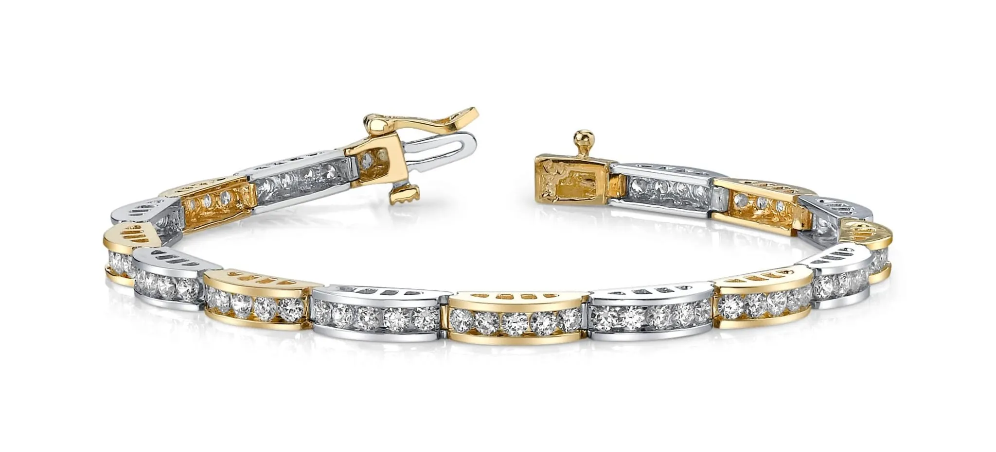 Two Tone Channel Link Lab-Grown Diamond Bracelet with 1.98 ct.(finished) 1.8mm