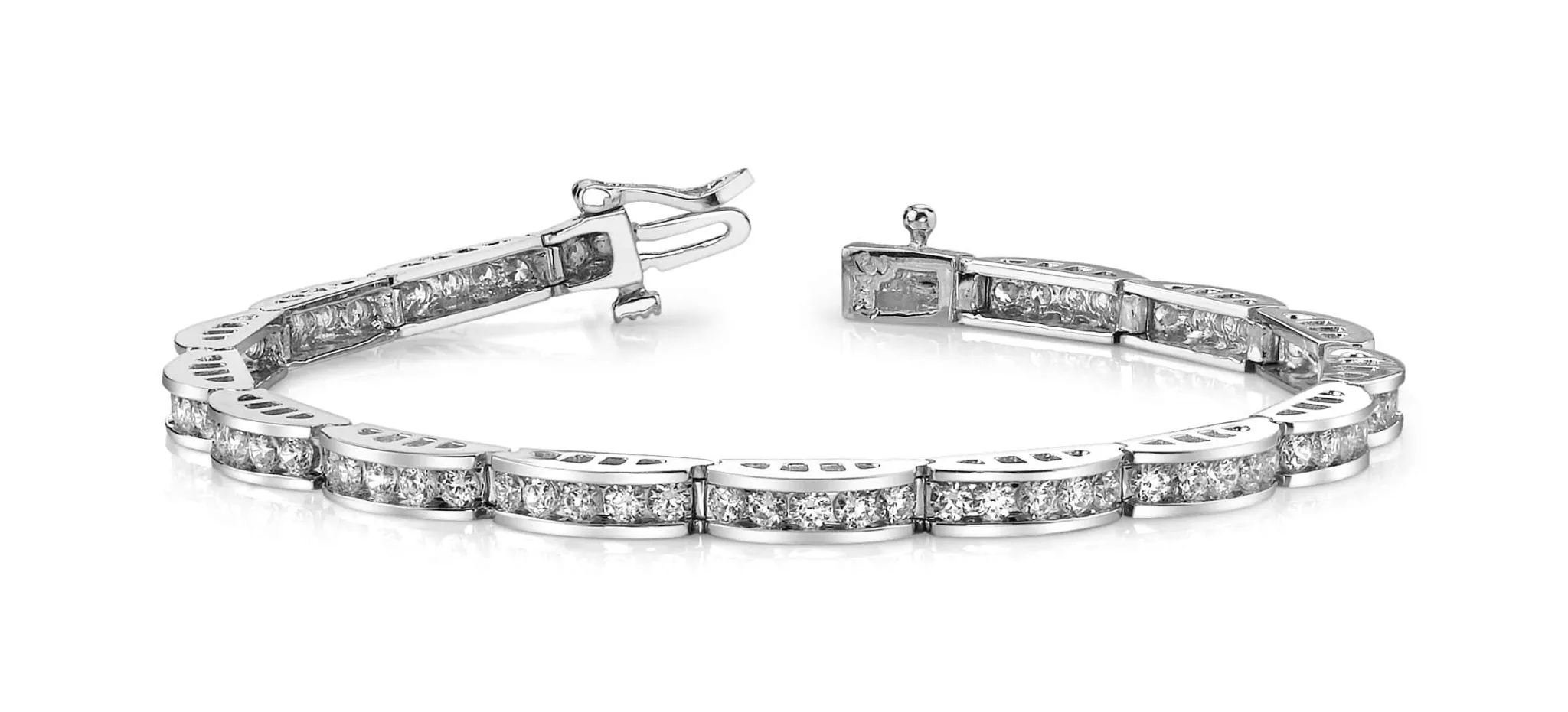 Two Tone Channel Link Lab-Grown Diamond Bracelet with 1.98 ct.(finished) 1.8mm