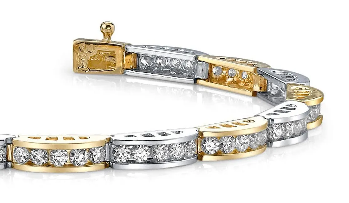 Two Tone Channel Link Lab-Grown Diamond Bracelet with 1.98 ct.(finished) 1.8mm