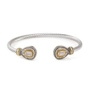 TWO TONE CLEAR CRYSTAL CLASSIC CABLE BRACELET # 73024BR-CLR