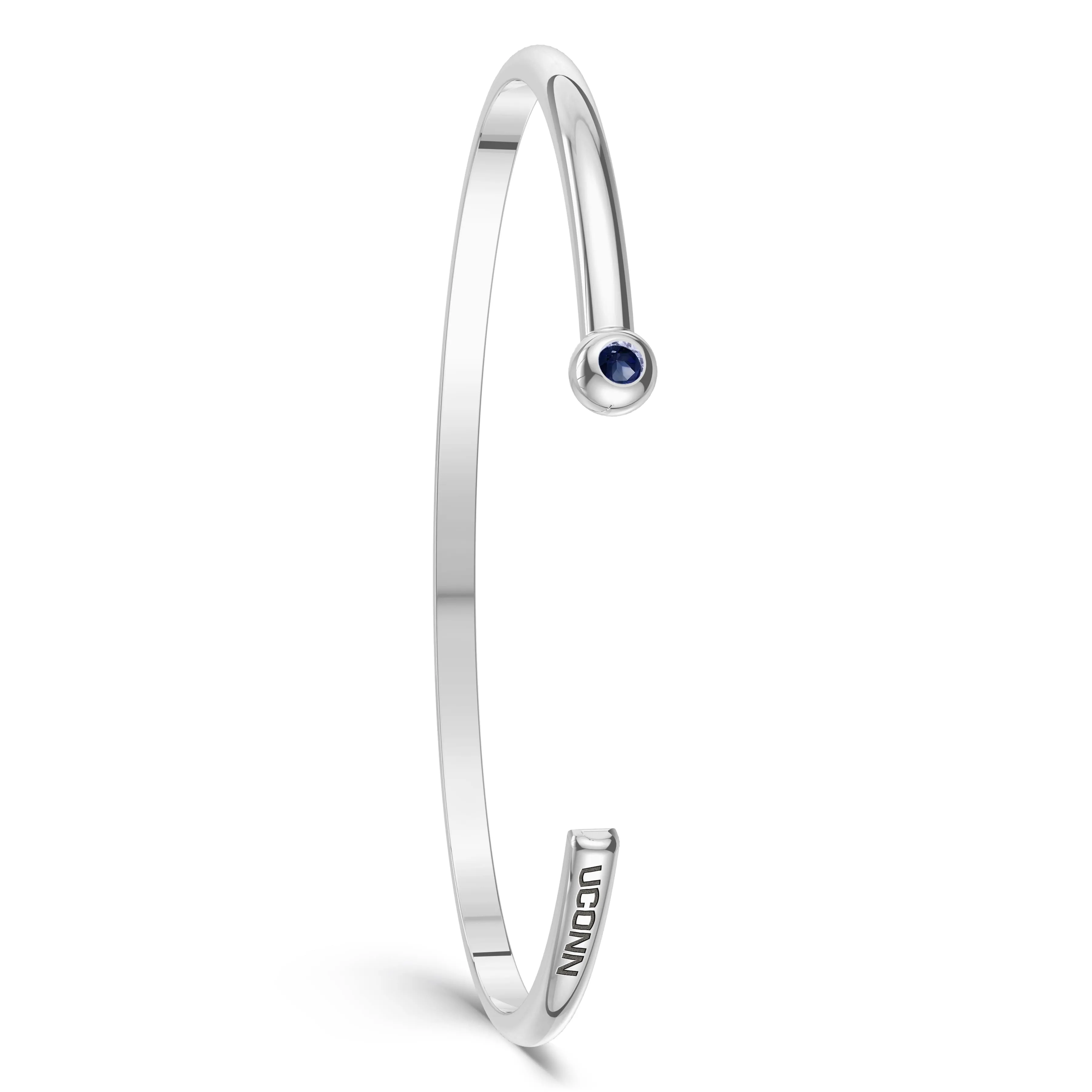 UCONN Sapphire Engraved Cuff Bracelet in Sterling Silver