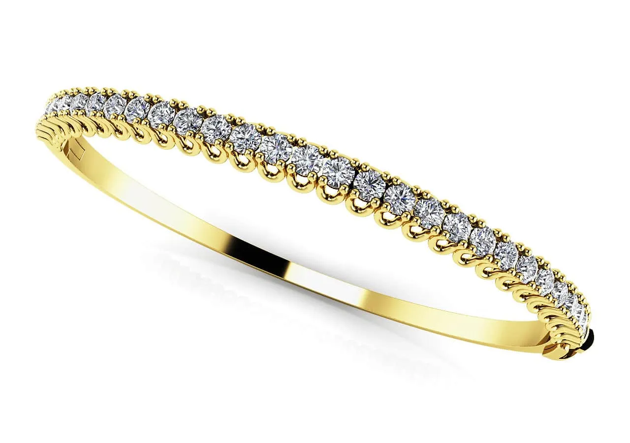 Unique Prong Diamond Bangle Lab-Grown Diamond Bracelet with 2.84 ct.(finished) 3mm