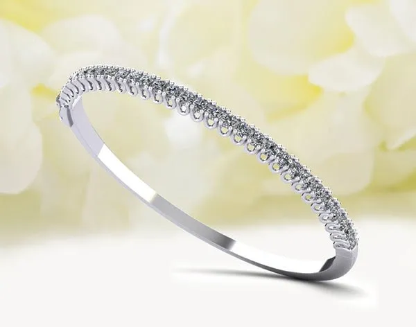 Unique Prong Diamond Bangle Lab-Grown Diamond Bracelet with 2.84 ct.(finished) 3mm