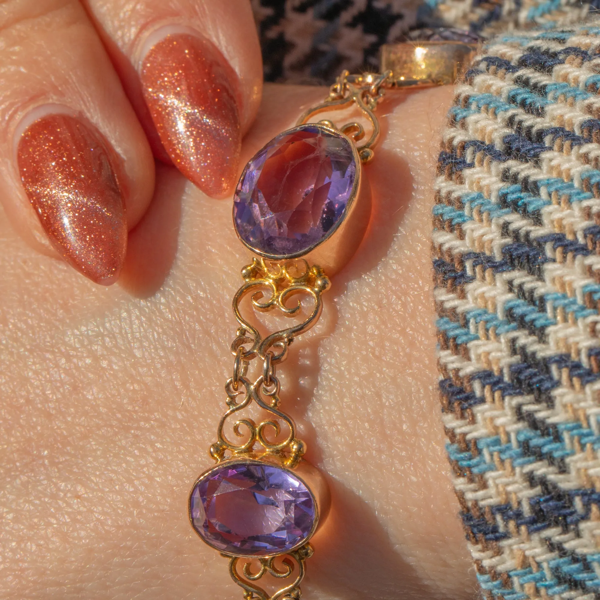 Victorian 9ct Gold Amethyst Bracelet, 22.98ct